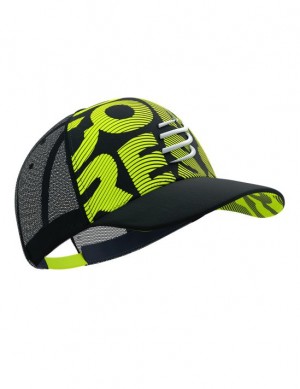 Accesorios Compressport Trucker Cap Flash Unisex Negros Amarillos | NMOGH4037