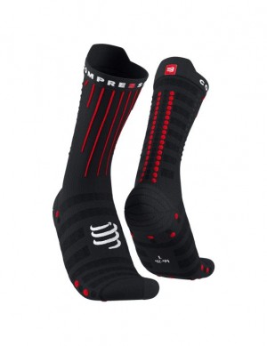 Calcetines Compressport Aero Socks Unisex Negros Rojos | EAWOR7154