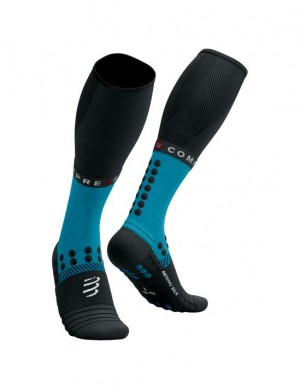 Calcetines Compressport Full Socks Invierno Run Unisex Azules Negros | JKDZB2186