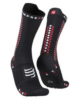 Calcetines Compressport Pro Carreras Socks v4.0 Bike Unisex Negros Rojos | OTUJR3684