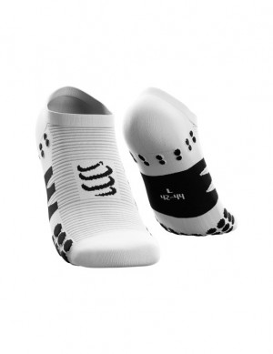Calcetines Para Correr Compressport No Show Socks Hombre Blancos Negros | AXNIO9583
