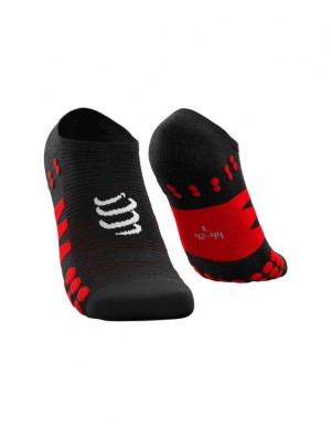 Calcetines Para Correr Compressport No Show Socks Hombre Negros Rojos | NESAH4395