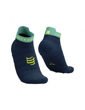 Calcetines Para Correr Compressport Pro Carreras Socks v4.0 Ultralight Run Low Hombre Azules | MHQXZ7015