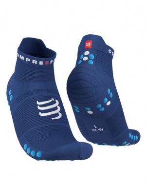 Calcetines Para Correr Compressport Pro Carreras Socks v4.0 Run Low Hombre Azules | PSOTL1035