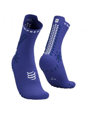 Calcetines Para Correr Compressport Pro Carreras Socks v4.0 Trail Hombre Azules | RMQPW4018