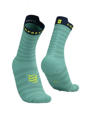 Calcetines Para Correr Compressport Pro Carreras Socks v4.0 Ultralight Run High Hombre Azules | YFSOZ5721