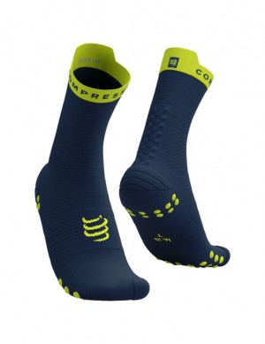 Calcetines Para Correr Compressport Pro Carreras Socks v4.0 Run High Hombre Verdes | ZAYLT4325
