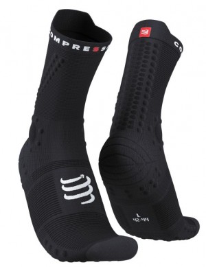Calcetines Para Correr Compressport Pro Carreras Socks v4.0 Trail Hombre Negros | CUGXH5708