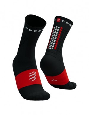 Calcetines Para Correr Compressport Ultra Trail Socks V2.0 Hombre Negros Rojos | PHVJG6091