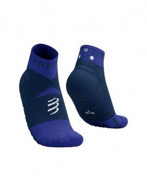 Calcetines Para Correr Compressport Ultra Trail Low Socks Hombre Azules | UFQHO9502