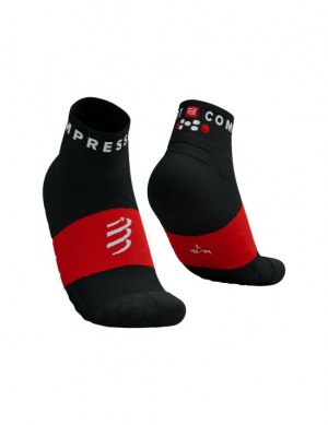 Calcetines Para Correr Compressport Ultra Trail Low Socks Hombre Negros Rojos | YLUPN9753