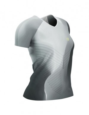 Camisas Para Correr Compressport Performance SS Tshirt W Mujer Negros Blancos | DYRBE1478