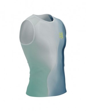 Camisas Para Correr Compressport Performance Tank M Hombre Azules | MCOST0257