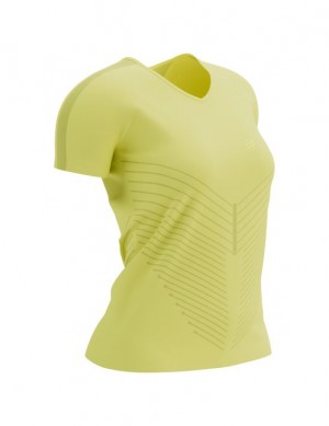 Camisas Para Correr Compressport Performance SS Tshirt W Mujer Verdes | QCHAU0478