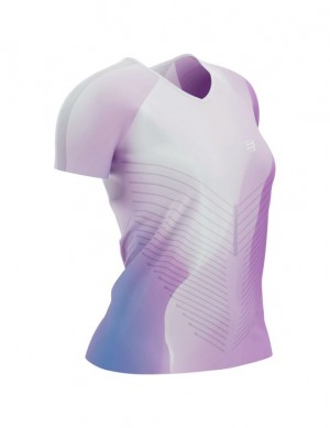Camisas Para Correr Compressport Performance SS Tshirt W Mujer Morados | RYPDX7856