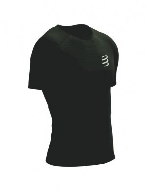 Camisas Para Correr Compressport Performance SS Tshirt M Hombre Negros Blancos | CHXRO4761