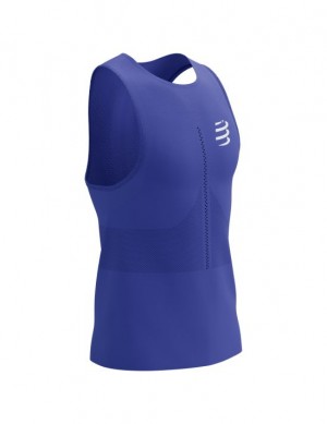 Camisas Para Correr Compressport Pro Carreras Singlet M Hombre Azules | RYEVH6512