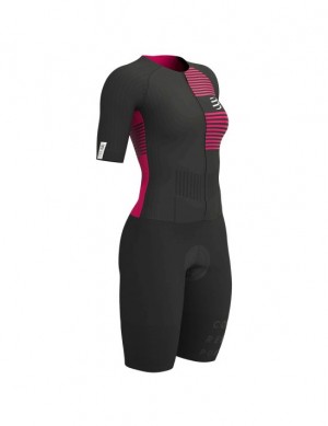 Camiseta Compressport Aero SS Trisuit W Unisex Negros | HFZEC9643