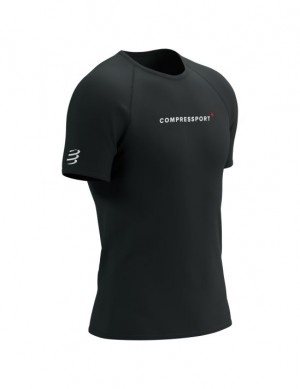 Camiseta Compressport Entrenamiento SS Logo Tshirt M Hombre Negros | SQXKC8360