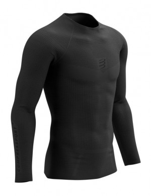 Camiseta Compressport On/Off Base Layer LS Top M Hombre Negros | RNKFA8470