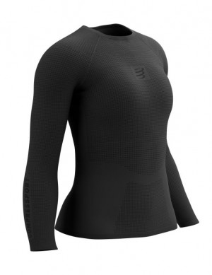 Camiseta Compressport On/Off Base Layer LS Top W Unisex Negros | WCHFI8645