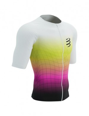 Camiseta Compressport Tri Postural Aero SS Top M Unisex Amarillos Rosas | NMFBK0235