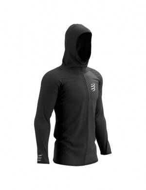 Chamarras Compressport 3D Thermo Seamless Hoodie Zip Mujer Negros | CTHVS6157