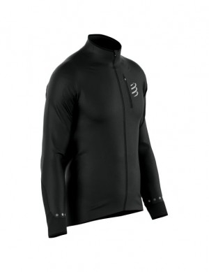 Chamarras Compressport Hurricane Windproof Jacket M Hombre Negros | PJIEU9201