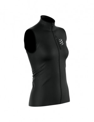 Chamarras Compressport Hurricane Windproof Vest W Mujer Negros | UBLVO7685