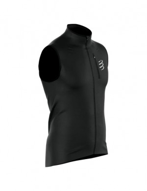 Chamarras Compressport Hurricane Windproof Vest M Hombre Negros | VUFLX1275