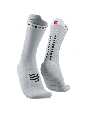 Cycling Socks Compressport Pro Carreras Socks v4.0 Ultralight Bike Hombre Blancos Negros | VHEYD1345