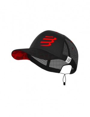 Gorras Compressport Carreras Trucker Cap Unisex Negros Rojos | HCOEV5016
