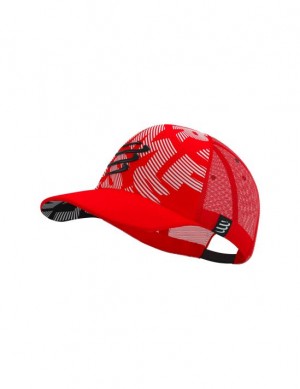 Gorras Compressport Trucker Cap Unisex Rojos Blancos | GXIOU2183