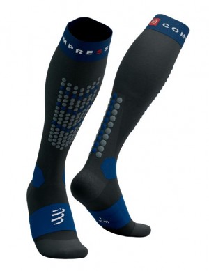 High Socks Compressport Alpine Ski Full Socks Hombre Negros Azules | SOCEF4279