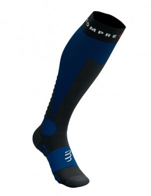 High Socks Compressport Ski Touring Full Socks Hombre Negros Azules | EXPDI8465