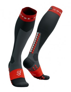 High Socks Compressport Ski Touring Full Socks Hombre Negros Rojos | JLAVU8092