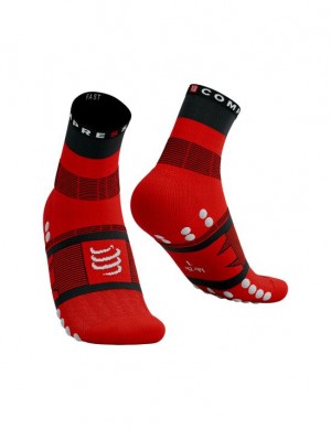 Hiking Socks Compressport Fast Senderismo Socks Hombre Negros Rojos Blancos | PRYFD2064