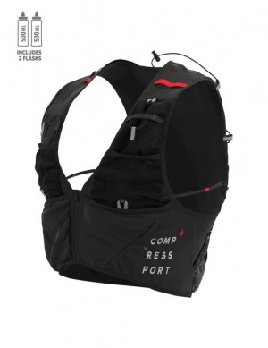 Mochila Running Compressport UltRun S Pack Evo 15 Hombre Negros | MDYTC8521