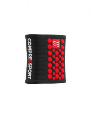 Wrist Sweatbands Compressport Sweatbands 3D.Dots Mujer Negros Rojos | DPQCI9680