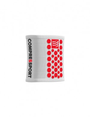 Wrist Sweatbands Compressport Sweatbands 3D.Dots Mujer Blancos Rojos | NIERB8015